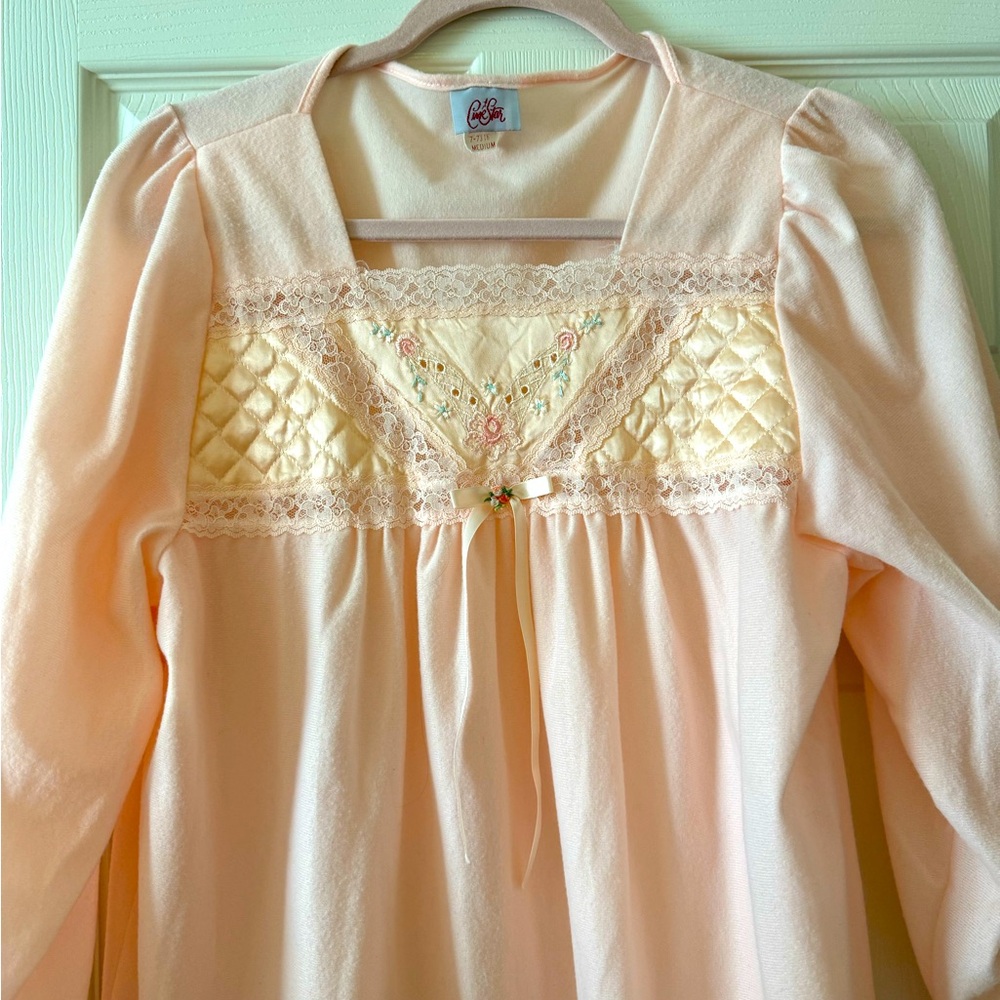 Embroidered Peach Nightgown by Cine Star - Vintage